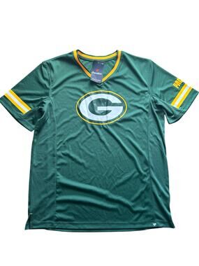 Green Bay Packers Fanatics Green Short Sleeve V-Neck Graphic Jersey Mens XL NWT